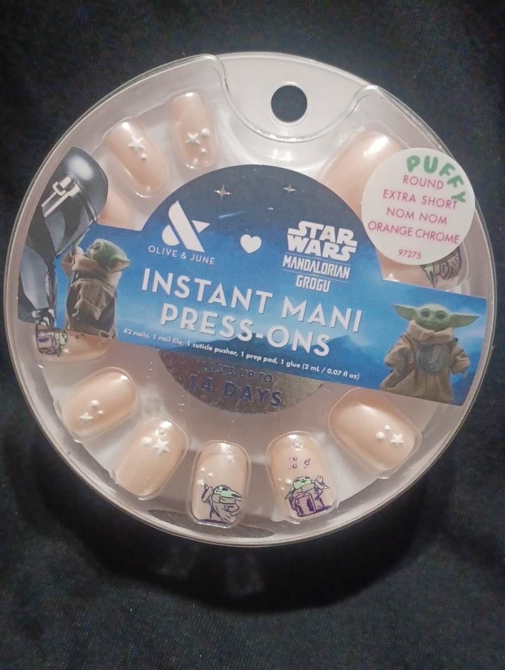Star Wars Grogu Mani Press-Ons in Peach & Set of Mandalorian Grogu set for Kids